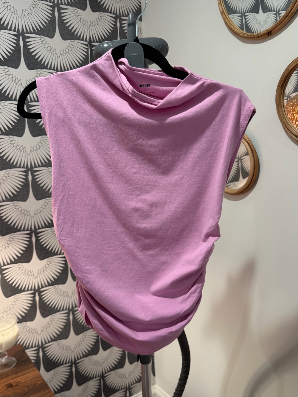 Maeve Dusty Pink Mock Neck Sleeveless Top
